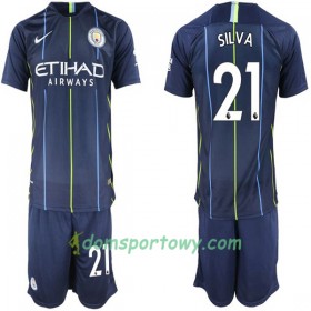 Koszulka Manchester City David Silva 21 Dziecięcy Wyjazdowe Koszulki Piłkarskie 2018-2019 Krótki Rękaw